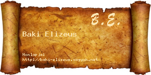 Baki Elizeus névjegykártya